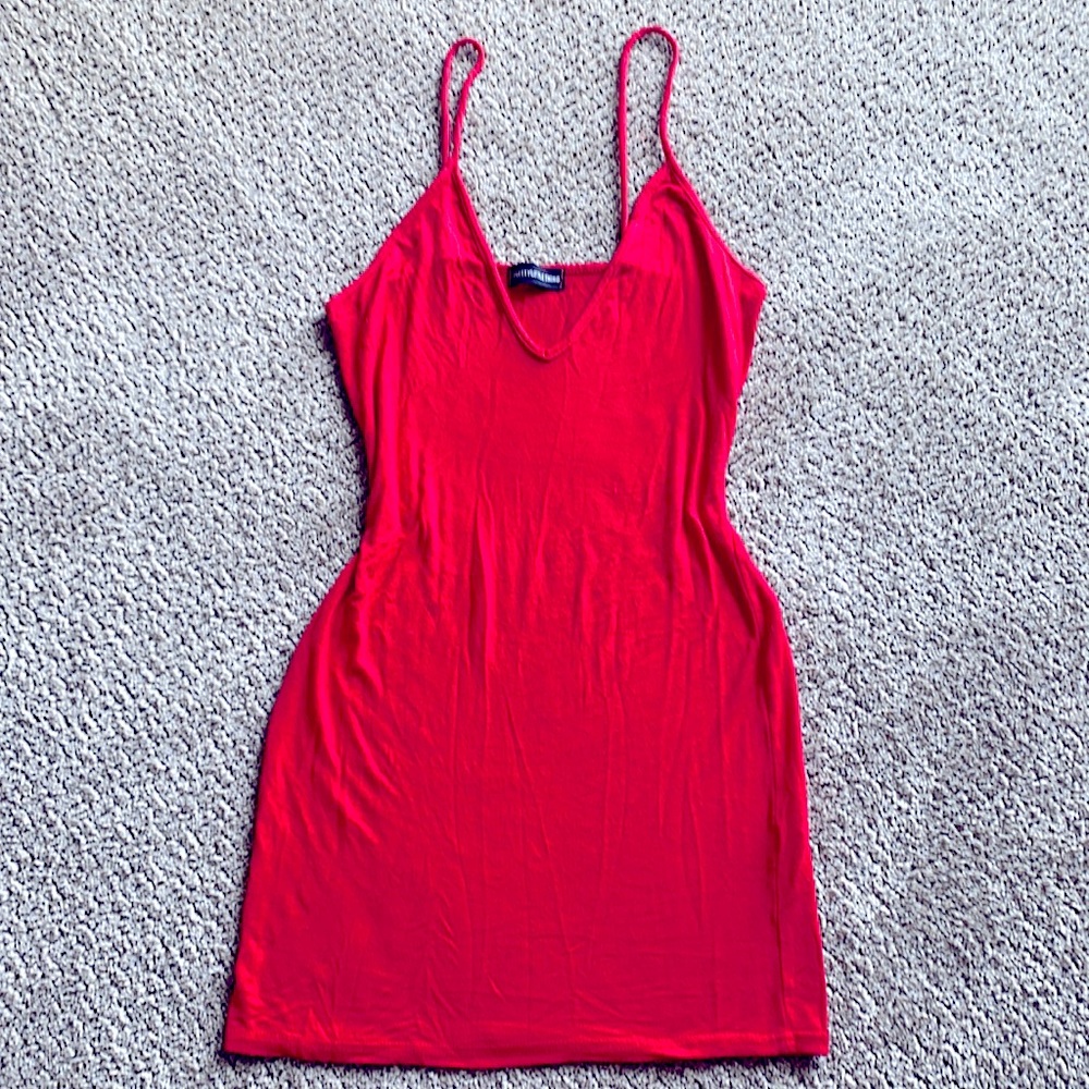 PrettyLittleThing red slip dress